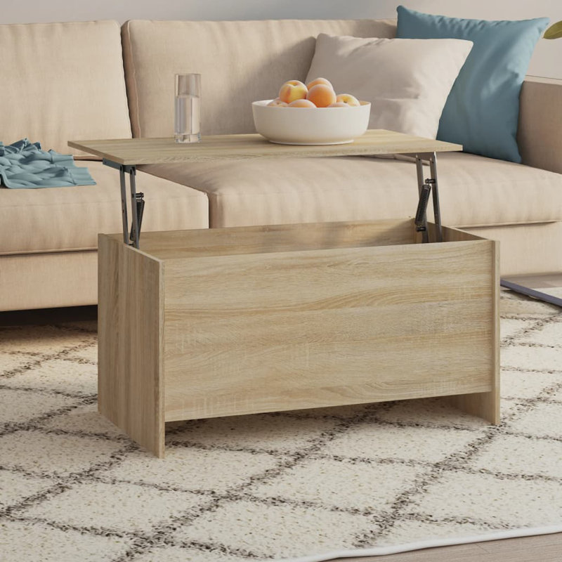Hydia Lift Top Sled Coffee Table with Storage, Light Oak, 41.5cm H x 80cm L x 55.5cm W