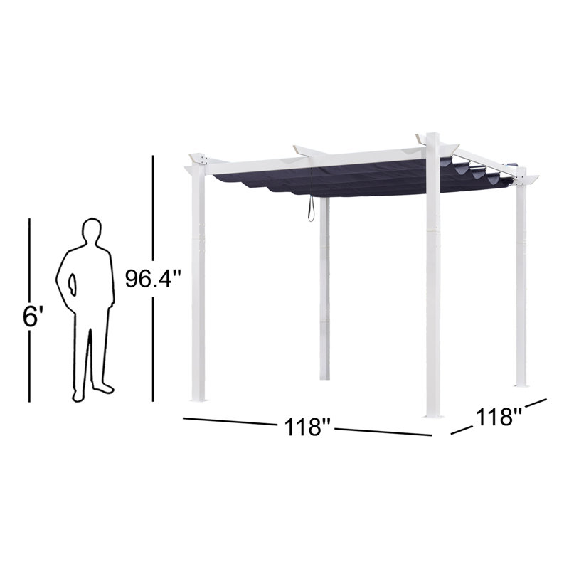 10 Ft. W X 10 Ft. D Aluminium Pergola with Canopy, Navy Blue