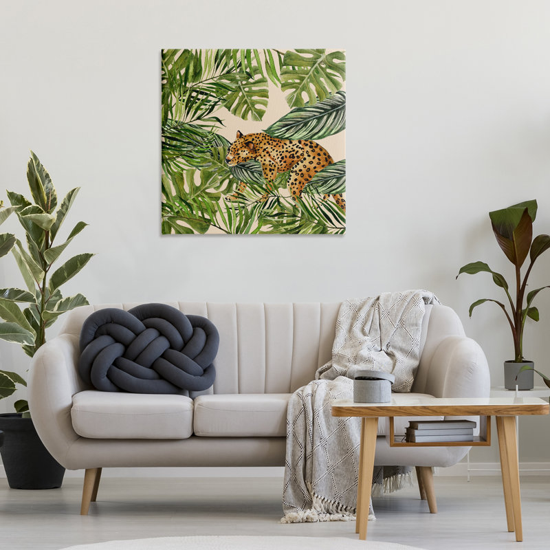 «Botanical Leopard on Branch», art mural par Janet Tava, H 30 po x l 30 po