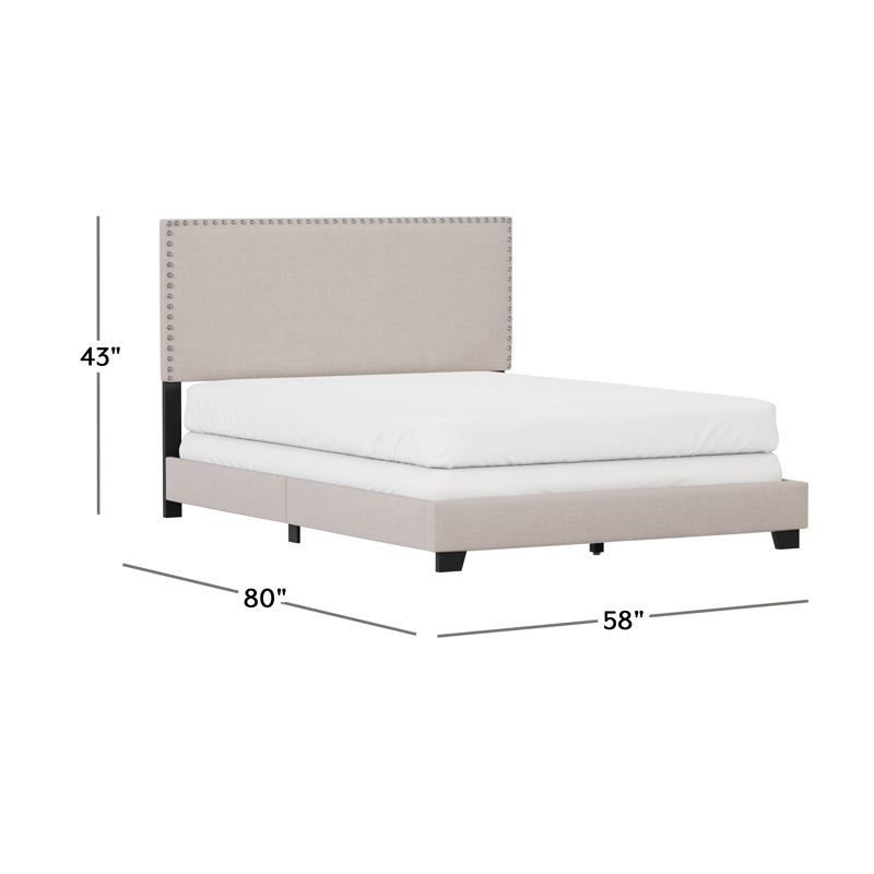 Lit plateforme tapissier Takengon, Brouillard, Double