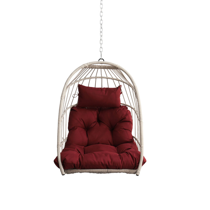 Fauteuil rouge pour l'extérieur - pliable, résistant aux intempéries, avec coussin et balançoire en acier inoxydable, Rouge