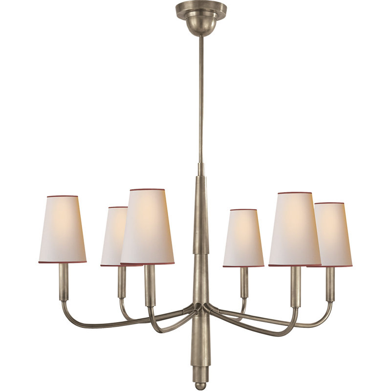 Farlane 6 - Light Chandelier, Antique Nickel, White/Red