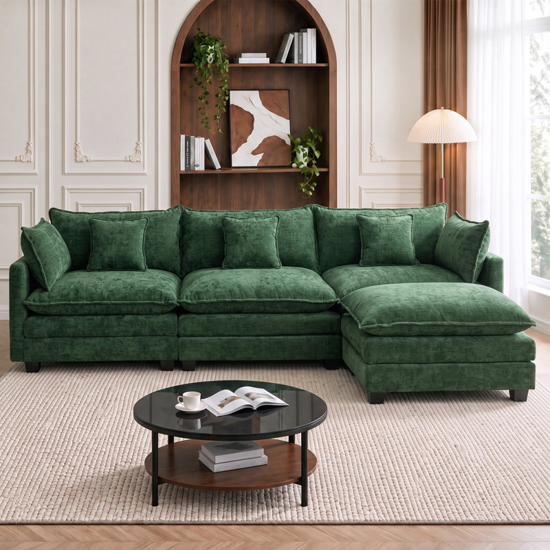 Upholstered " Chenille Sofa, 102"L, Green