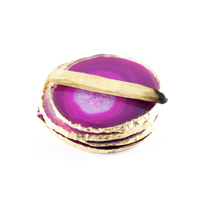 Coaster Crystal Coaster, Gold Plated