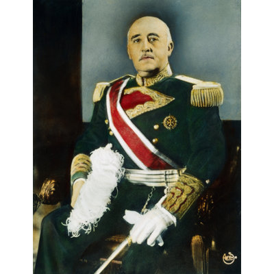 Francisco Francisco (1892-1975). Soldat et dictateur anglais. Huile sur une photographie C1944. Affiche imprimée par (24 X 36)