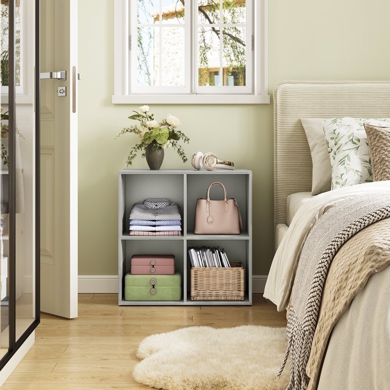 Cube Bookcase, Grey, (2 Shelves) 59.8cm H  x 59.6cm W  x 29cm D