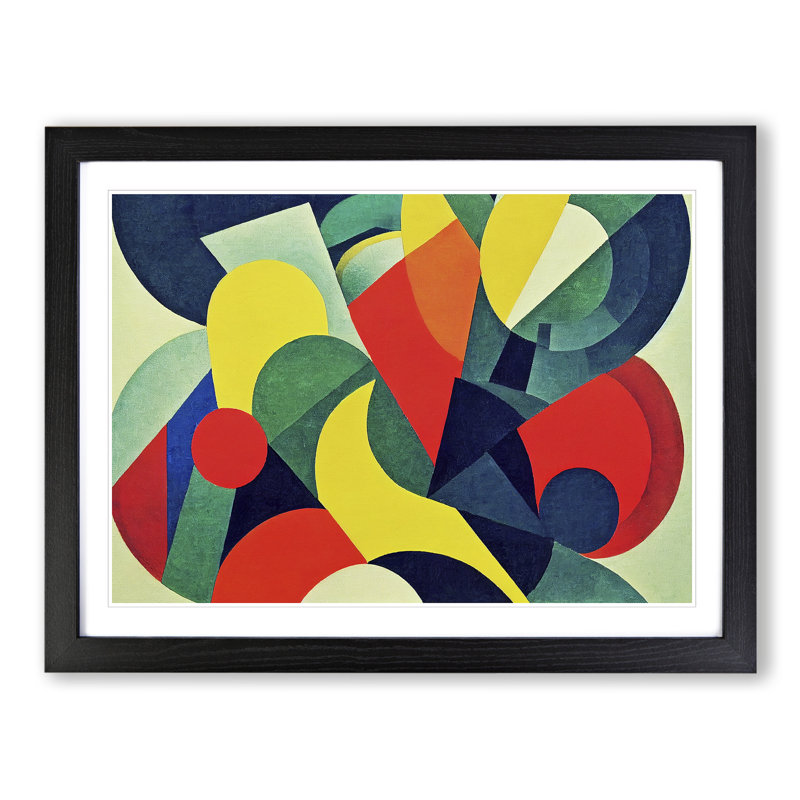 Exhilarating Modern Abstract - Single Picture Frame Print, Black, 46cm H x 64cm W x 2cm D