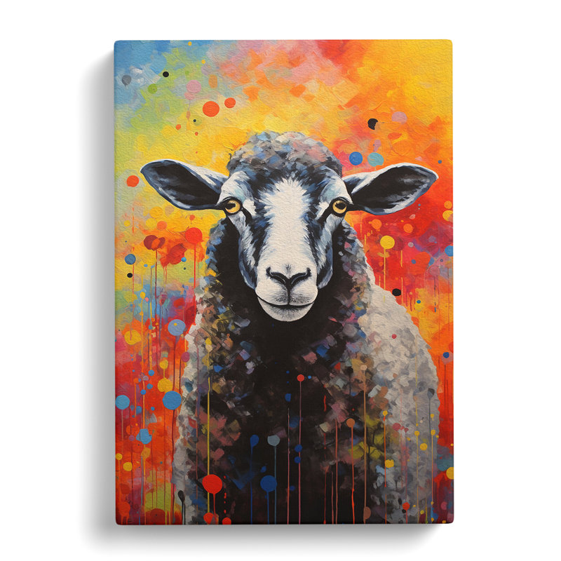 Sheep Abstract No.3 - Wrapped Canvas, 60cm H x 40cm W x 3cm D
