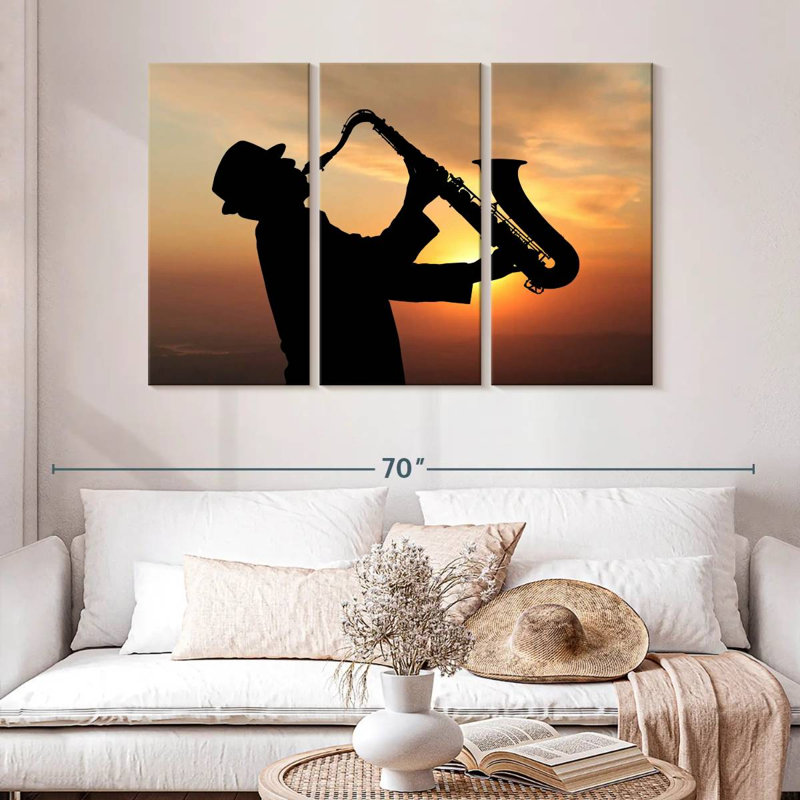 Abarca Man Playing Saxophone, 32" H x 50" W