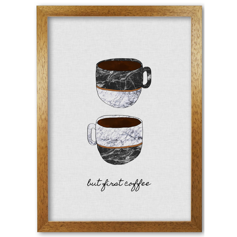 But First Coffee II - Print, 42 cm H x 30 cm W x 5 cm D, Honey Oak Frame