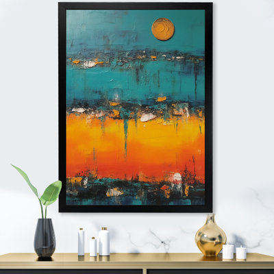 «Abstract Blue Sunset's Embrace» - art mural minimalisme