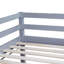 Lit simple mezzanine bas avec glissade, échelle, barrières de sécurité, lit mezzanine simple en bois d'hévéa, gris