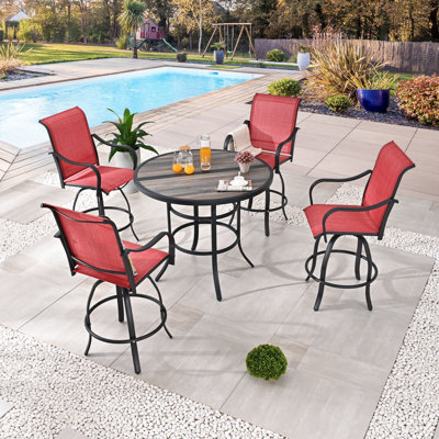 Aatto Round 4 - Person Bar Height Bistro Dining Set