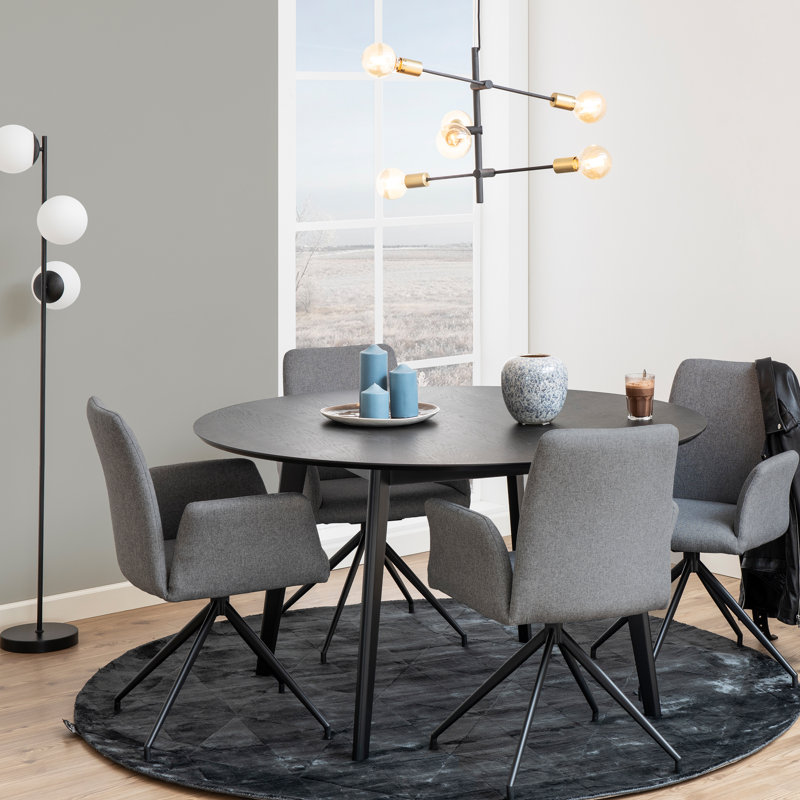 Fenja Round Dining Table, Black, 76 H x 140 L x 140 W cm