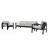 Caputo 3 Piece Aluminum & Rattan Patio Lounge Set With Light Gray Cushions