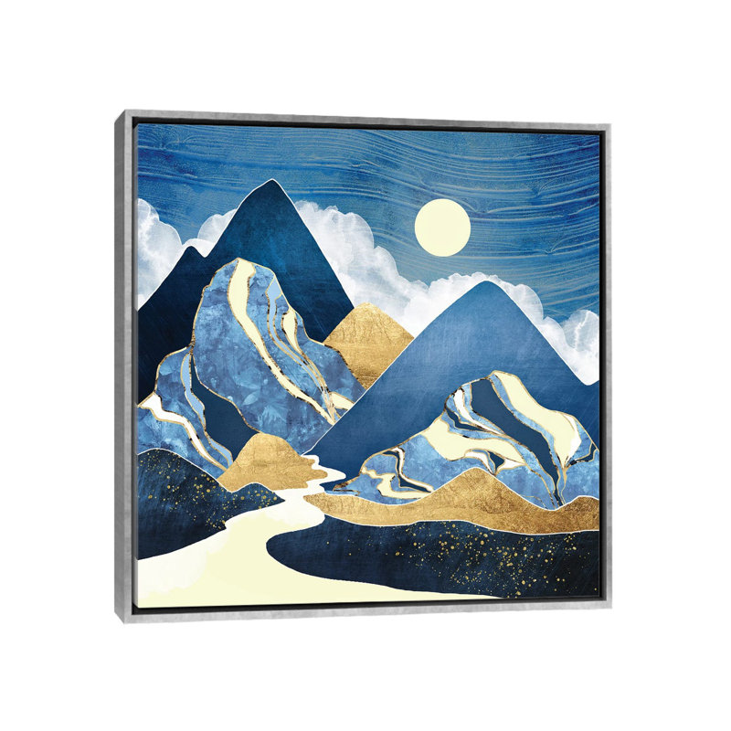Moon River - impression d'art graphique, Aucun mat, H 18 po x l 18 po x 1,5 po, Toile avec cadre argenté