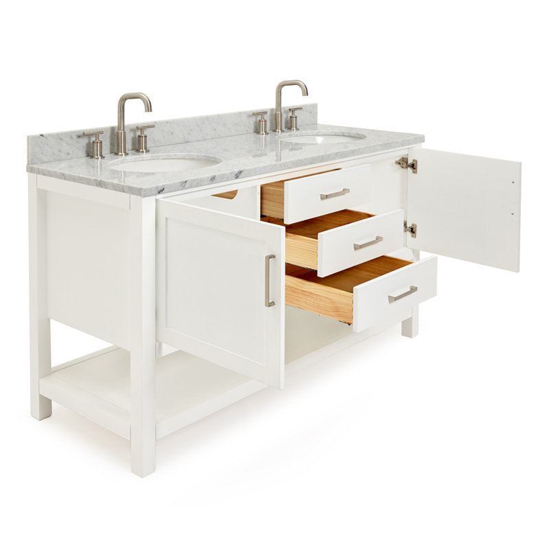 Bayhill 73'' W Double Vanity, 61", White, Oval