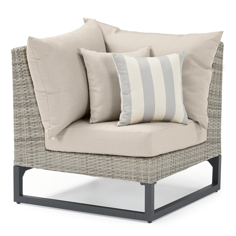 6 Piece Outdoor Sectioanl Seating Group, Cast Coral Sunbrella® Plainweave, Gray