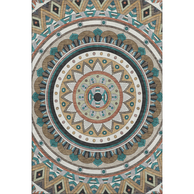 Premium Machine Washable Mayfield Geometric Rug, Taupe, 9' x 12'