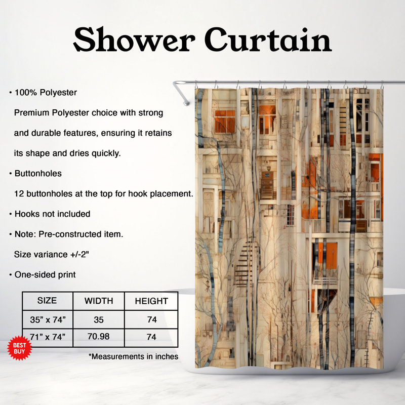 Rideau de douche Ingelotte, H 74 po x l 71 po