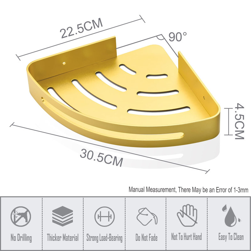 Anders Shower Shelf, Bright Sand Gold