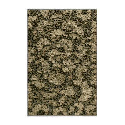 Machine Washable Botanical Brown Area Rug