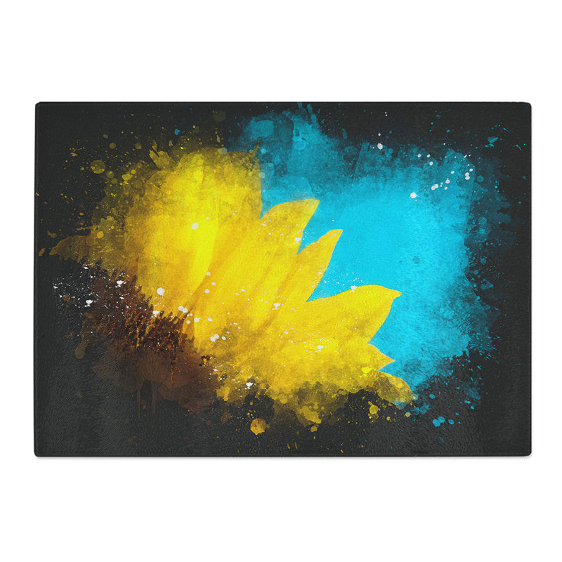 Tempered Glass Sunflower at the End of Summer Chopping Board, 28.5 cm x 39 cm
