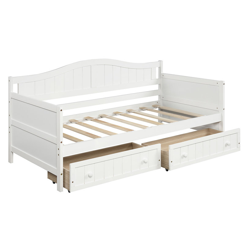 Riebe Wooden Daybed With 2 Drawers, White
