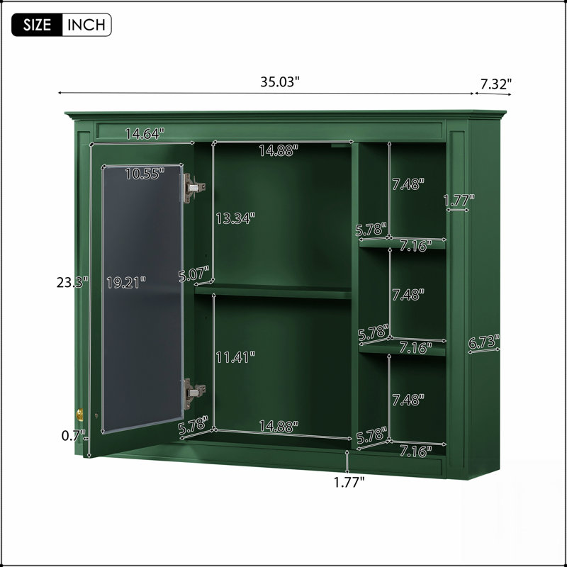 Armoire à pharmacie murale de 30 po x 28 po avec miroir, armoire de rangement de salle de bain moderne, 3 tablettes ouvertes et panneau de fibres à densité moyenne durable