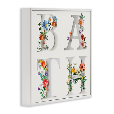 Floral Bath Typography Framed Giclee, design by Susan Arnot