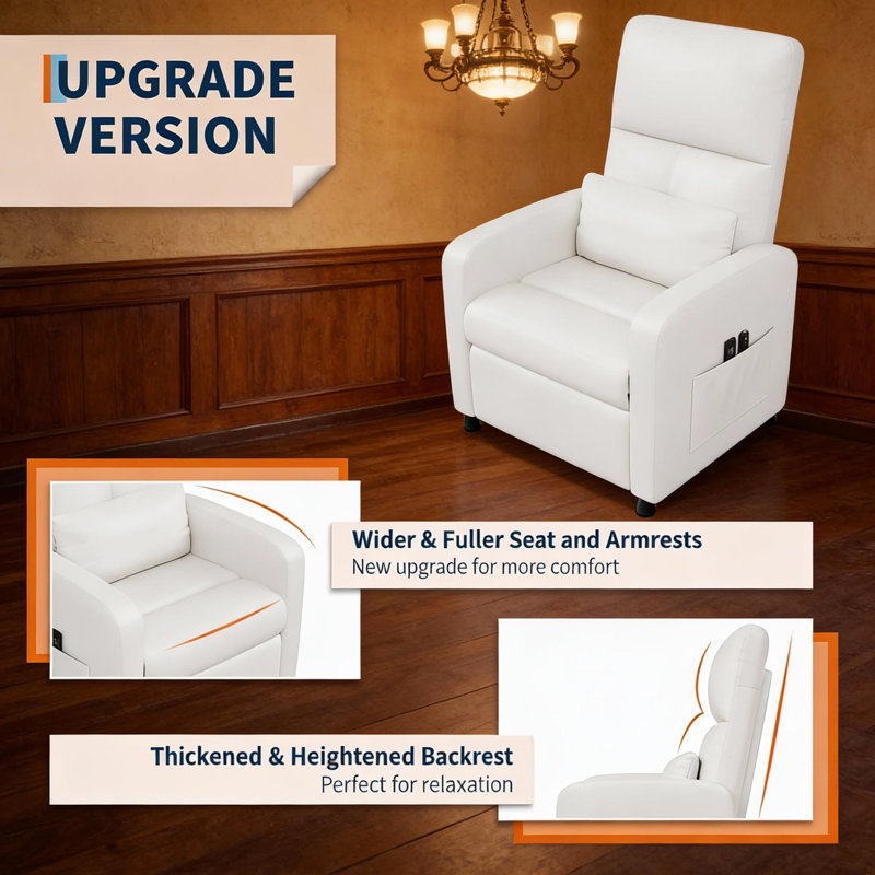 Fauteuil inclinable électrique avec siège rembourré, Blanc