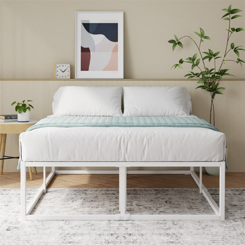 Dekker Metal Bed Frame, 46 cm, UK Double (135 x 190 cm), White
