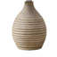 Lampe de table Shamz, base sculptée en résine brune, abat-jour tambour en tissu ivoire-117054266
