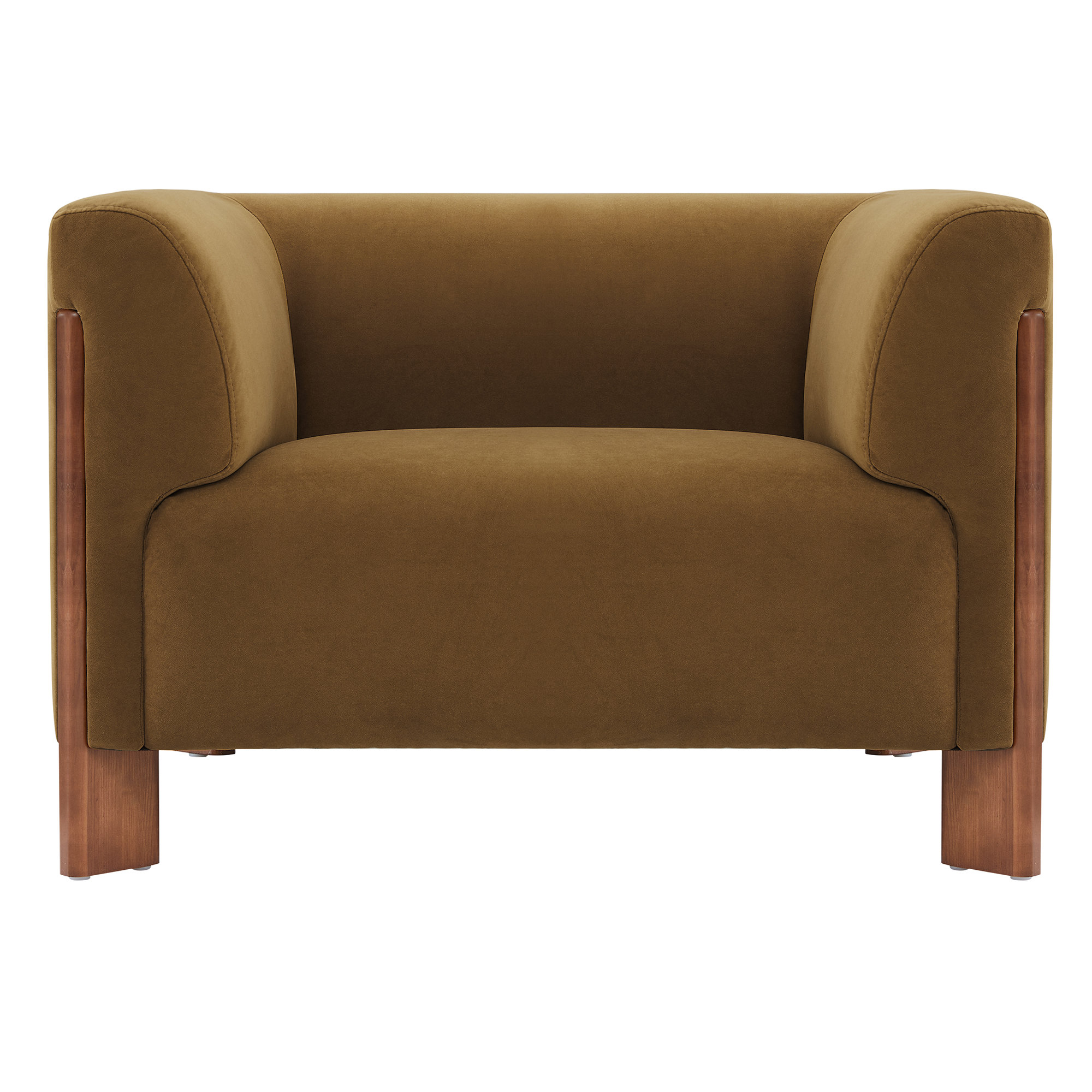 Wanetta 2 Piece Upholstered Living Room Set With Solid Wood Legs, Soren Ochre Performance Velvet