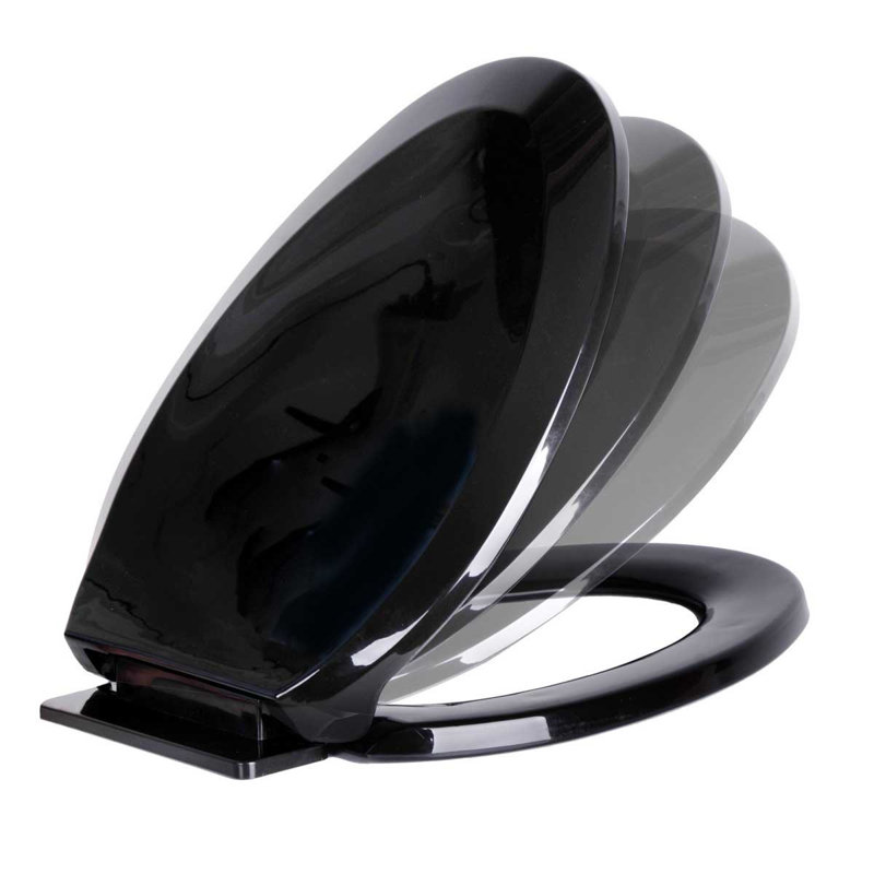 Low Tank Toilet with Cherry Flat Panel Tank Elongated Black Bowl, Cherry/Black