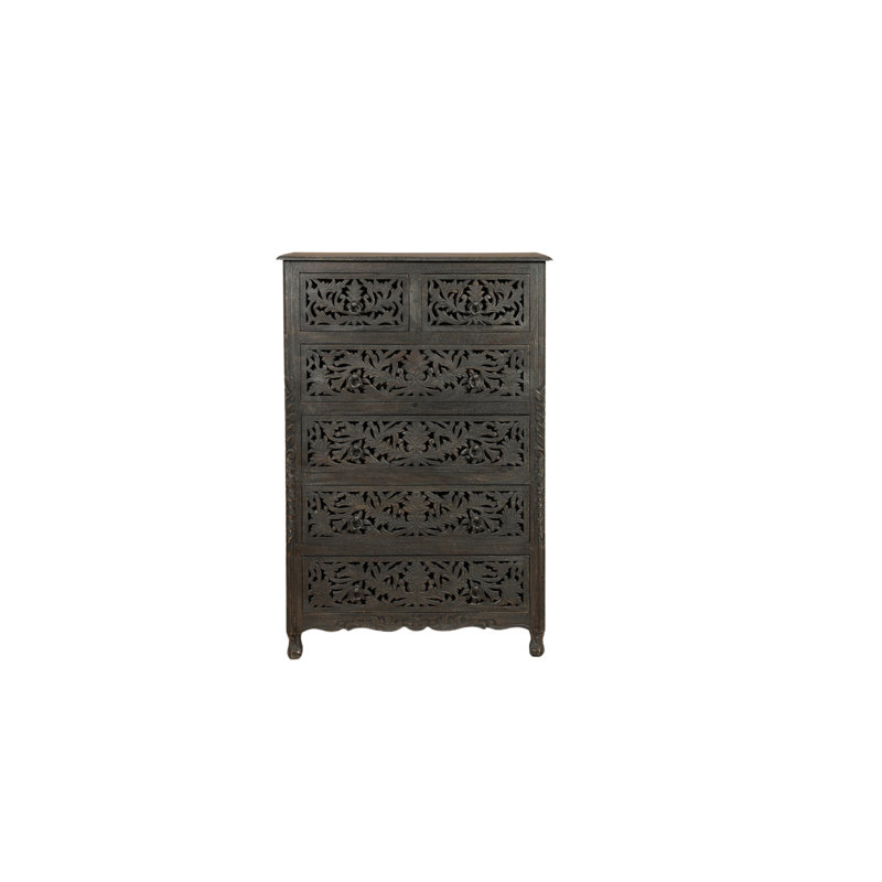 Commode 6 tiroirs Harleen, Noir