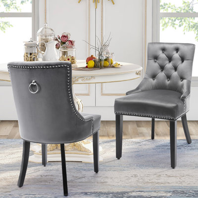 Chew 50cm H Tufted Velvet Upholstered Wing Back Side Chair