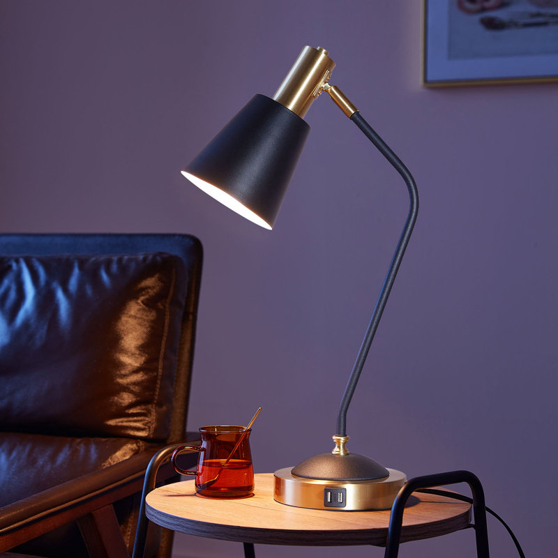 Dimmable Table Lamp With Usb And Touch Control, Black/Gold
