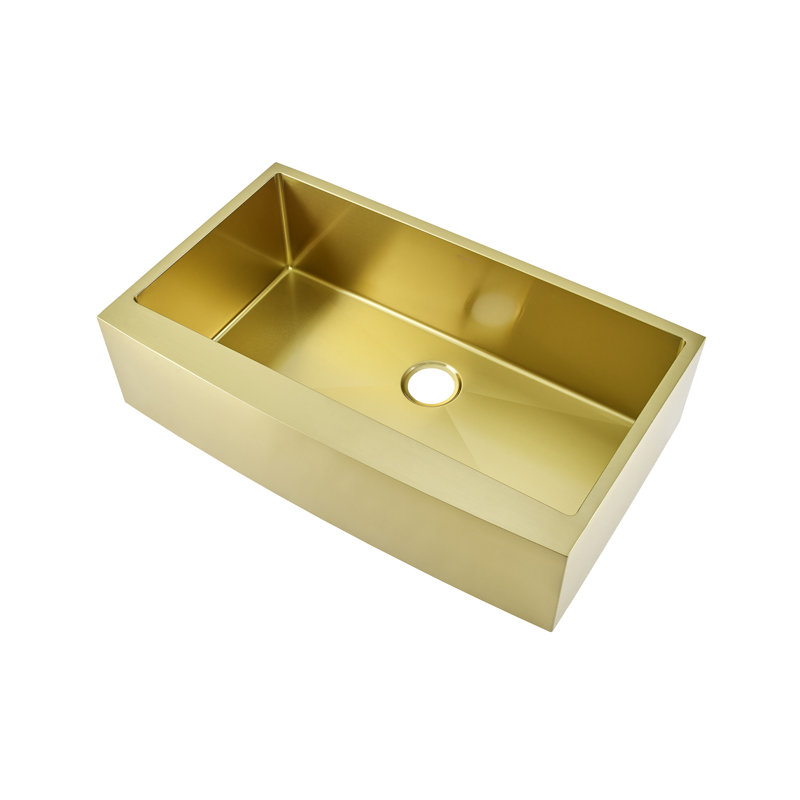 Évier de cuisine de ferme avec tablier en acier inoxydable 36 x 21 Rivage, Doré