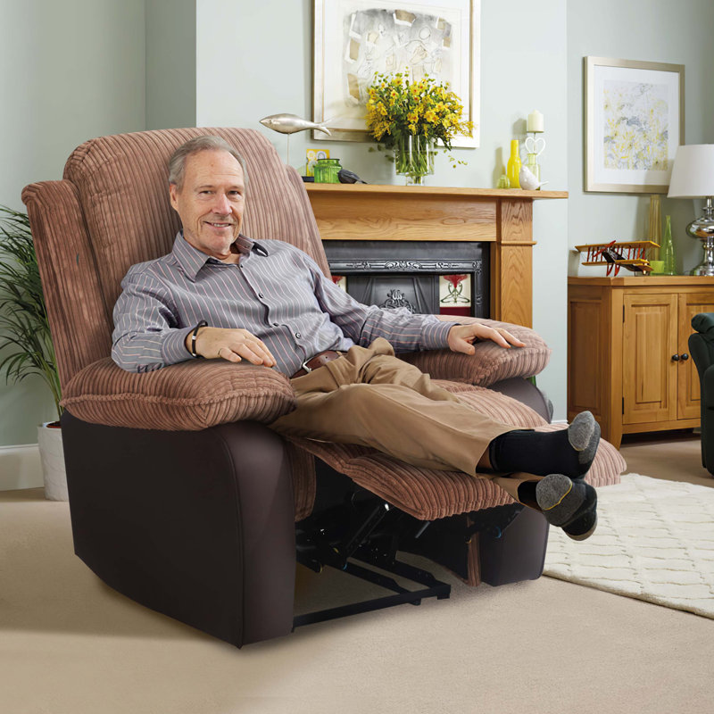 Asbridge Fabric Reclining Chair, Brown Corduroy