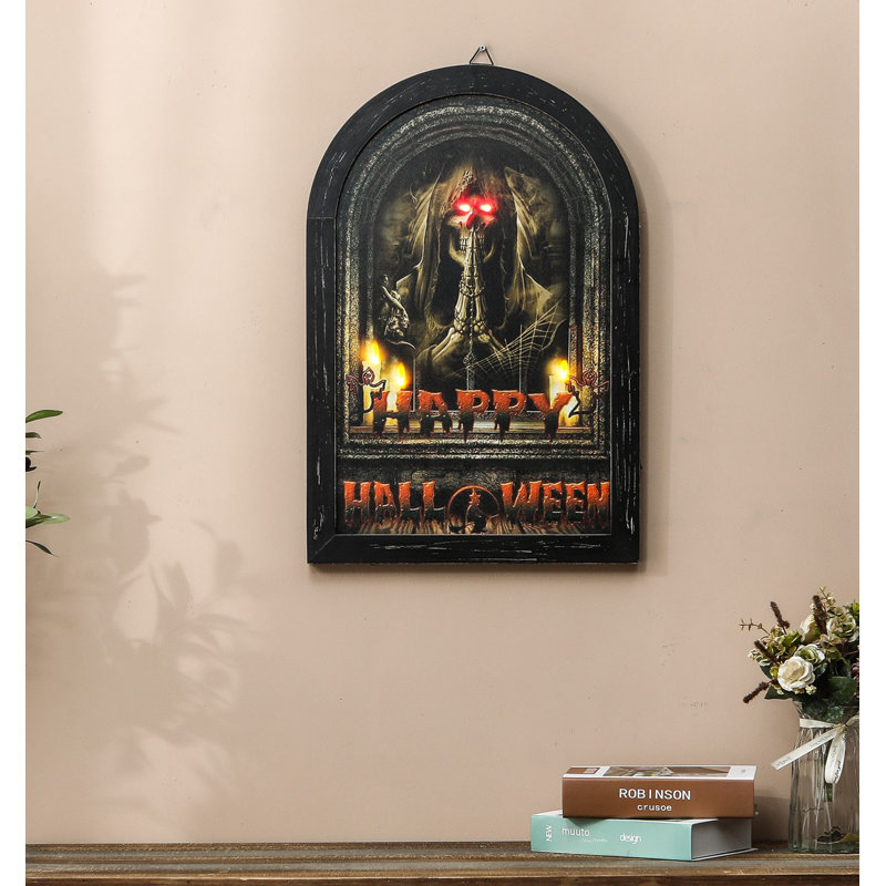 Joyeux Halloween, reproduction encadrée sur toile avec lumières