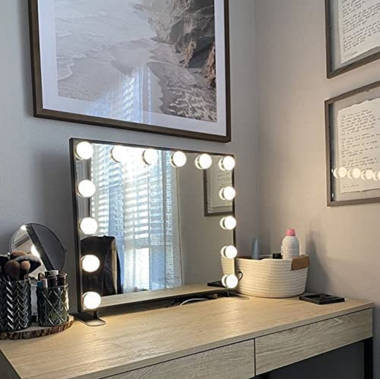 IMPRESSIONS VANITY · COMPANY Hollywood Glow Plus Vanity Mirror with 12  Clear LED Lights Dressing Makeup Mirror with Dimmer Switch