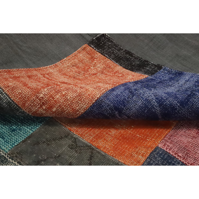 Multicolor Wool Patchwork Distressed Area Rug 8x10
