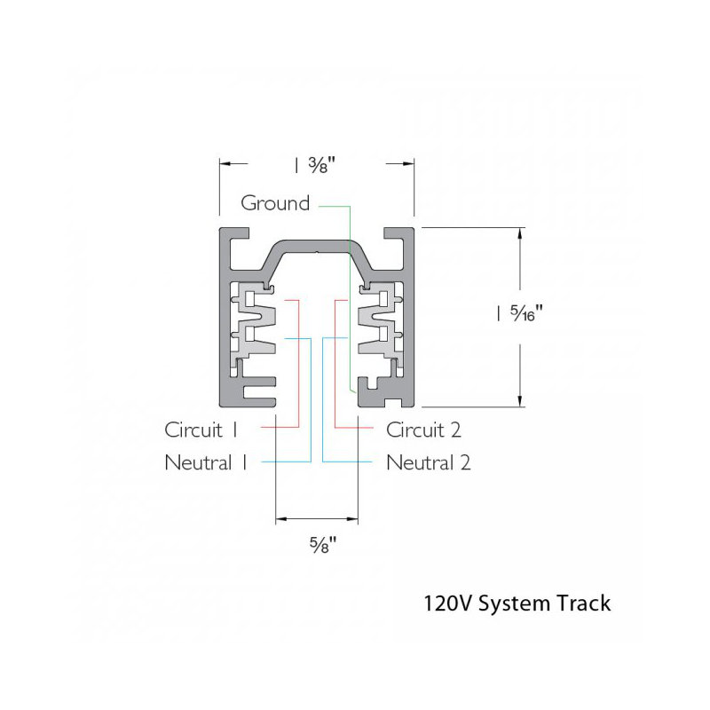 Rail en l 120 v, Noir, H 1,375 po x l 48 po x P 1,3125 po