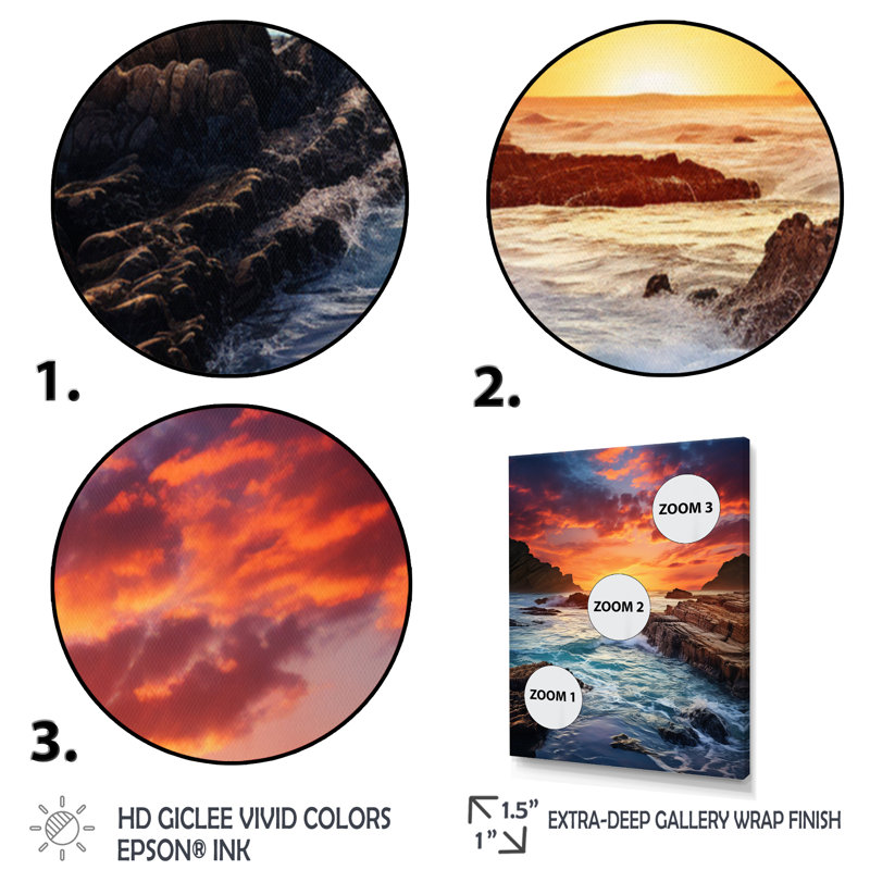 Runolfson Coastal Serenity II, H 20 po x l 12 po x P 1 po, Cadre photo noir