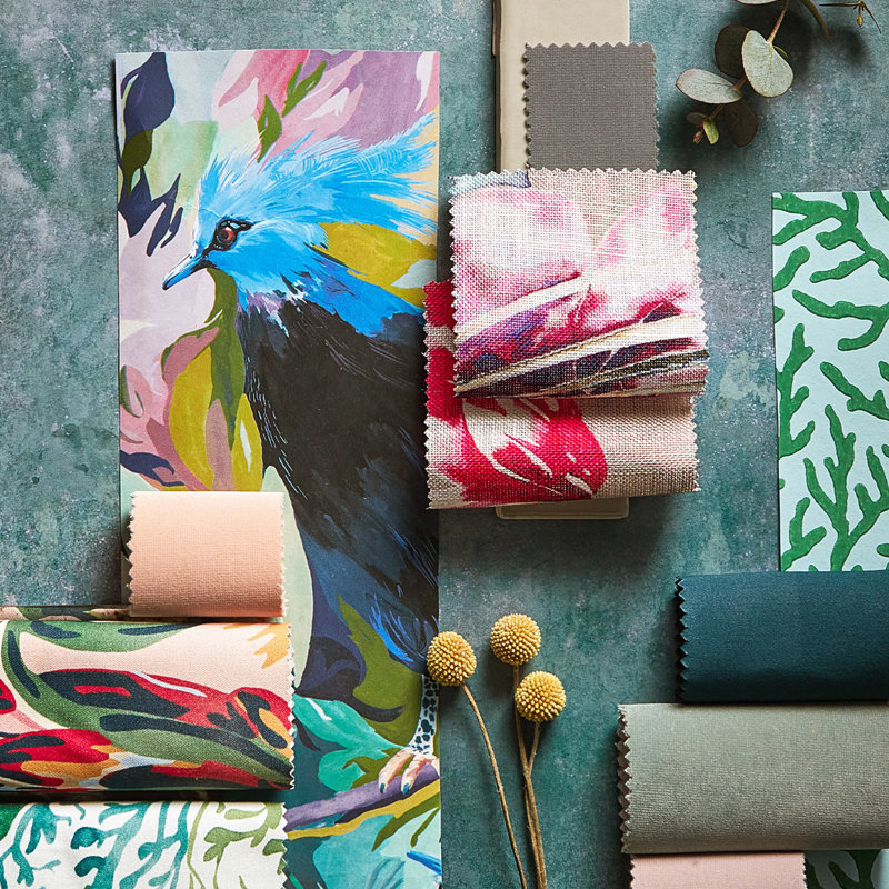 Paradise Fabric, Loganberry/Raspberry/Emerald