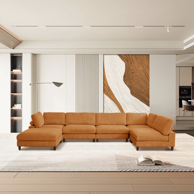 Canapé modulaire en velours côtelé 6 pièces