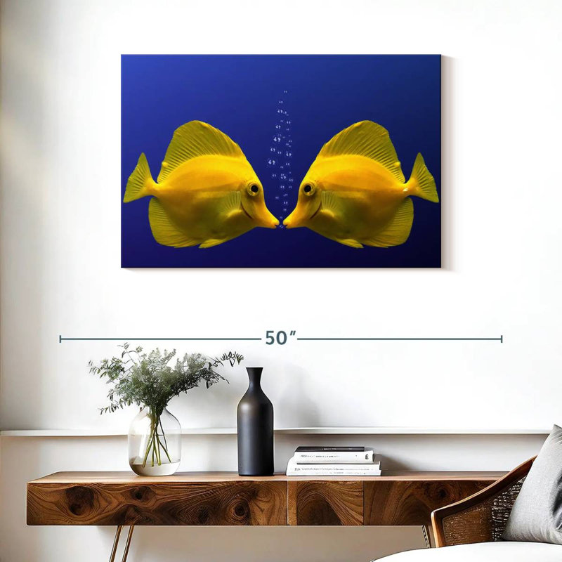 Brampt Kissing Yellow Tang Fish, 24" H x 36" W
