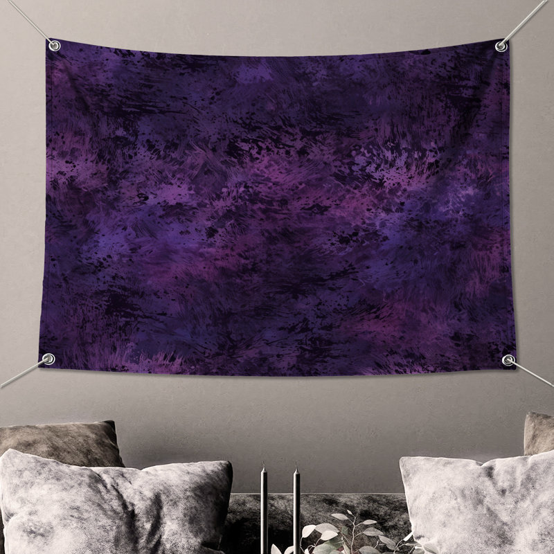 Tapisserie murale abstraite mauve texturée - Décoration murale abstraite, H 50 po x l 60 po avec 4 œillets