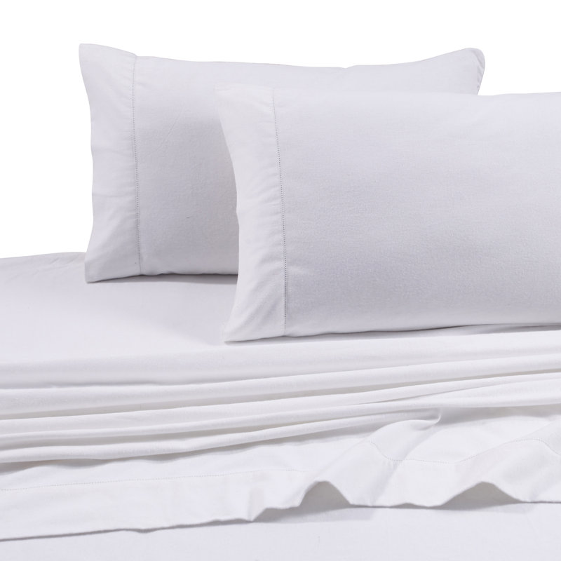 Flannel 100% Cotton Sheet Set, Twin Sheet Set + Fitted Sheet + 1 Pillowcase, Linen